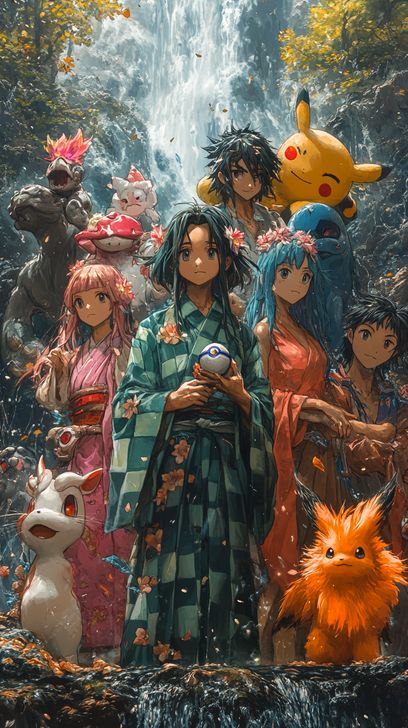 Anime-Inspired Pokémon Trainers Group Portrait
