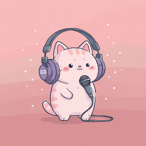 Kawaii Cat Live Streaming с наушниками