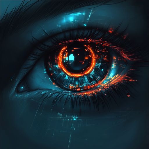 Светящийся киберглаз с футуристическими деталями