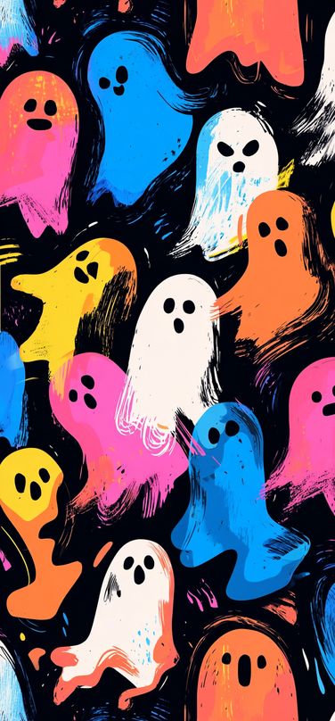 Colorful Cartoon Ghost Wallpaper Design